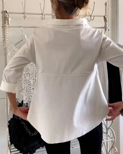 Mia | Dam Cowl Neck Topp 3/4 Ärmar Avslappnad Passform